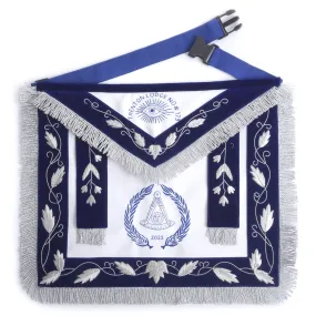 Grand Past Master Blue Lodge Apron - Blue Velvet With Gray Rayon Fringe