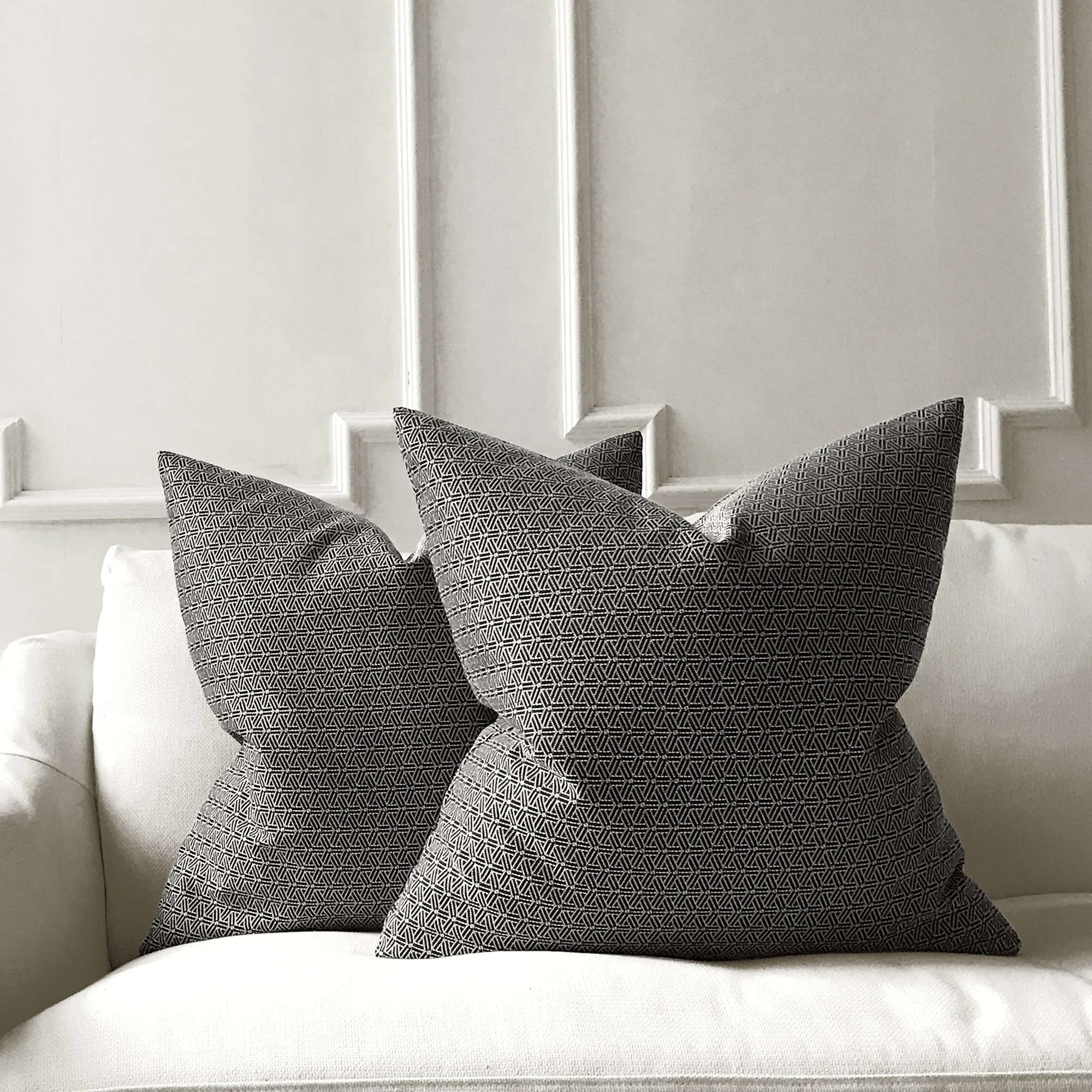 Gray Modern Geometric Throw Pillow Cover 22x22