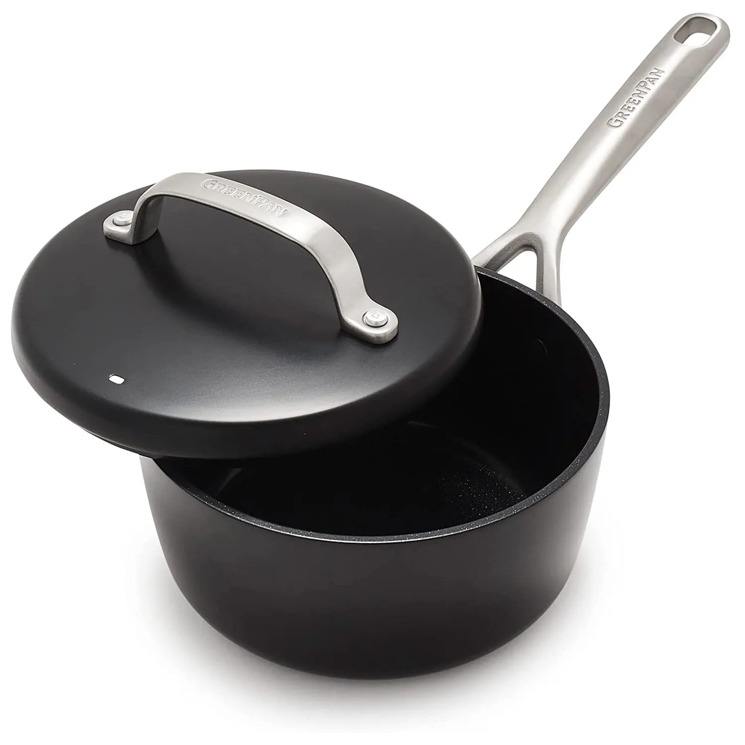 GreenPan GP5 2QT Saucepan Pot with Insulated Lid, Black