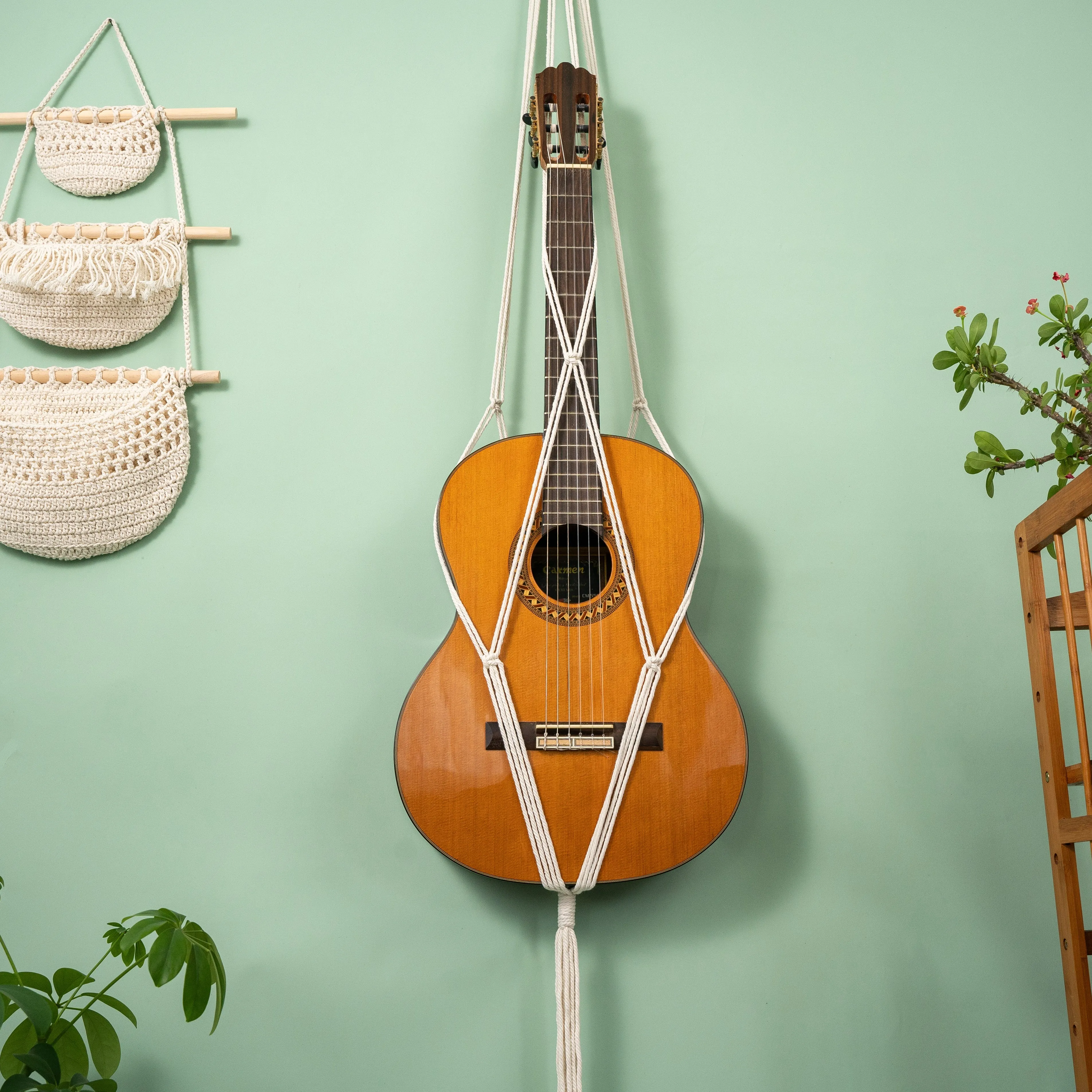 Guitar Storage Collect Display Stand Macrame Wall Hanging Rope