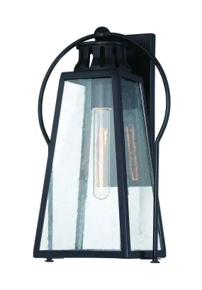 Halder Bridge 1-Light Outdoor Wall Mount in Coal & Clear Seeded Glass