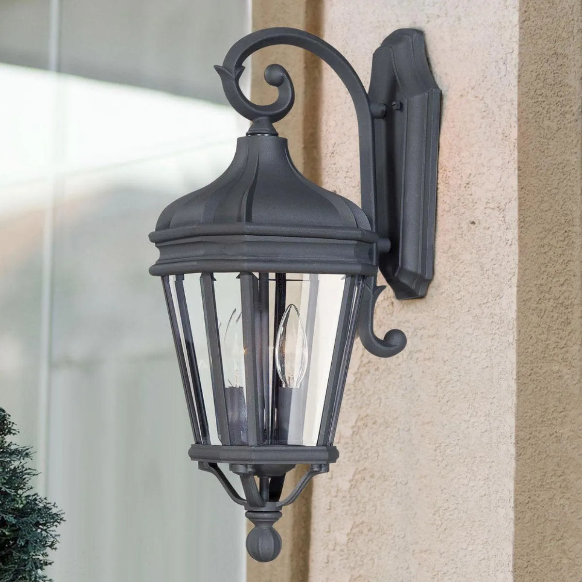 Harrison 28 in. 2 Lights Outdoor Wall Lantern Black Finish