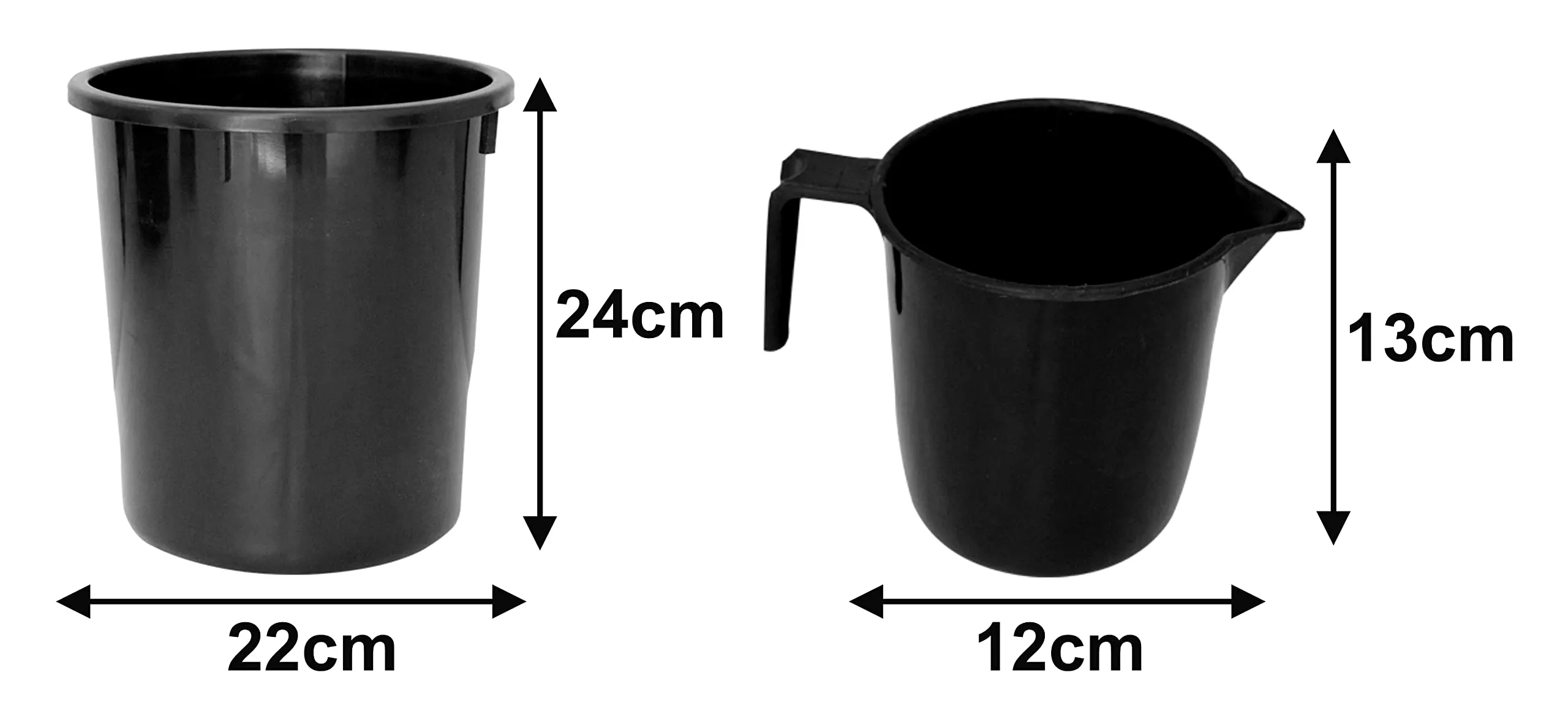 Heart Home 2 Pieces Unbreakable Virgin Plastic Multipurpose Bathroom Dustbin & Mug Set (Black) (HS39HEARTH023123)