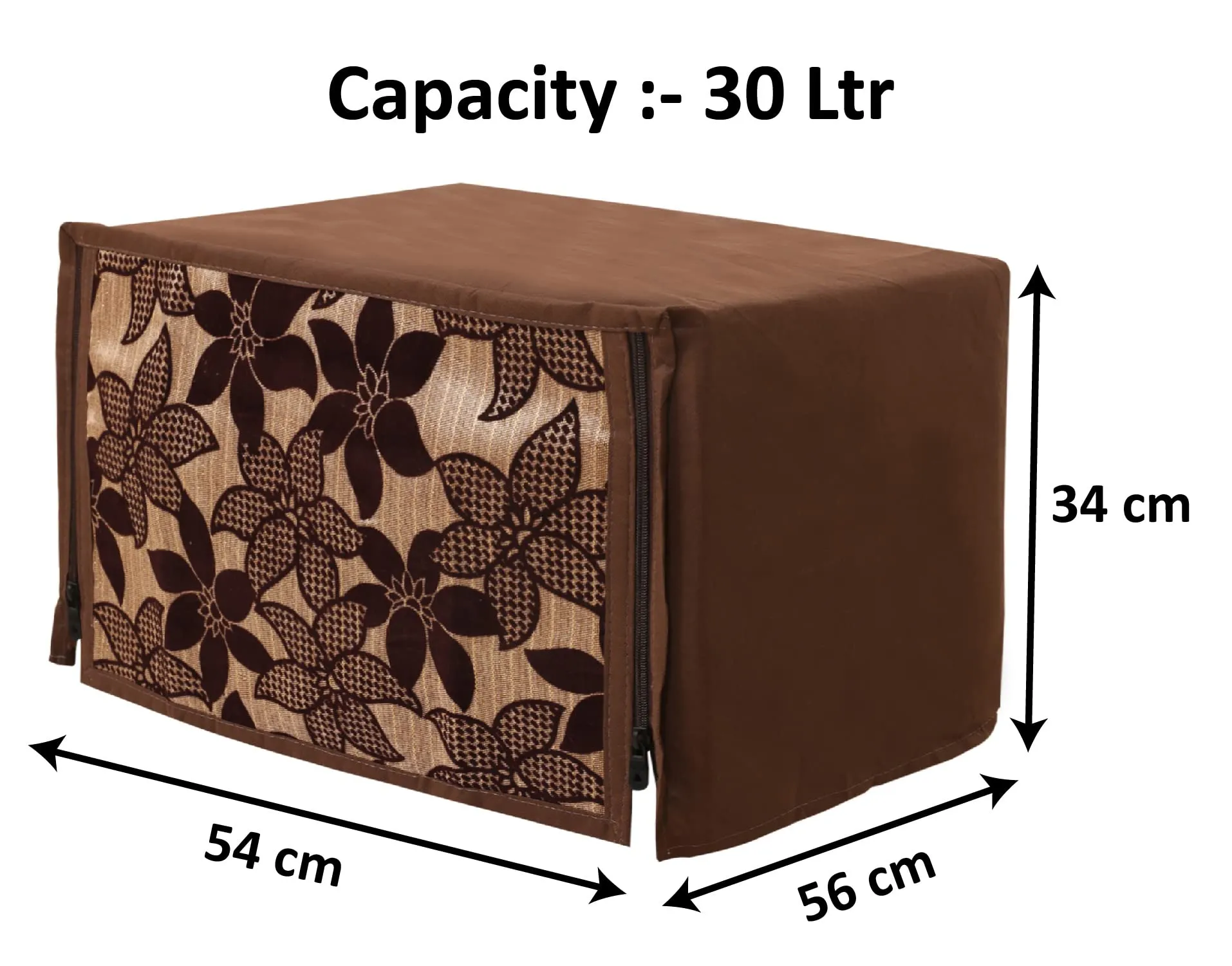 Heart Home Velvet Flower Printed Microwave Oven Cover, Dustproof Machine Protector Cover,30 LTR. (Brown)-HS43HEARTH26062