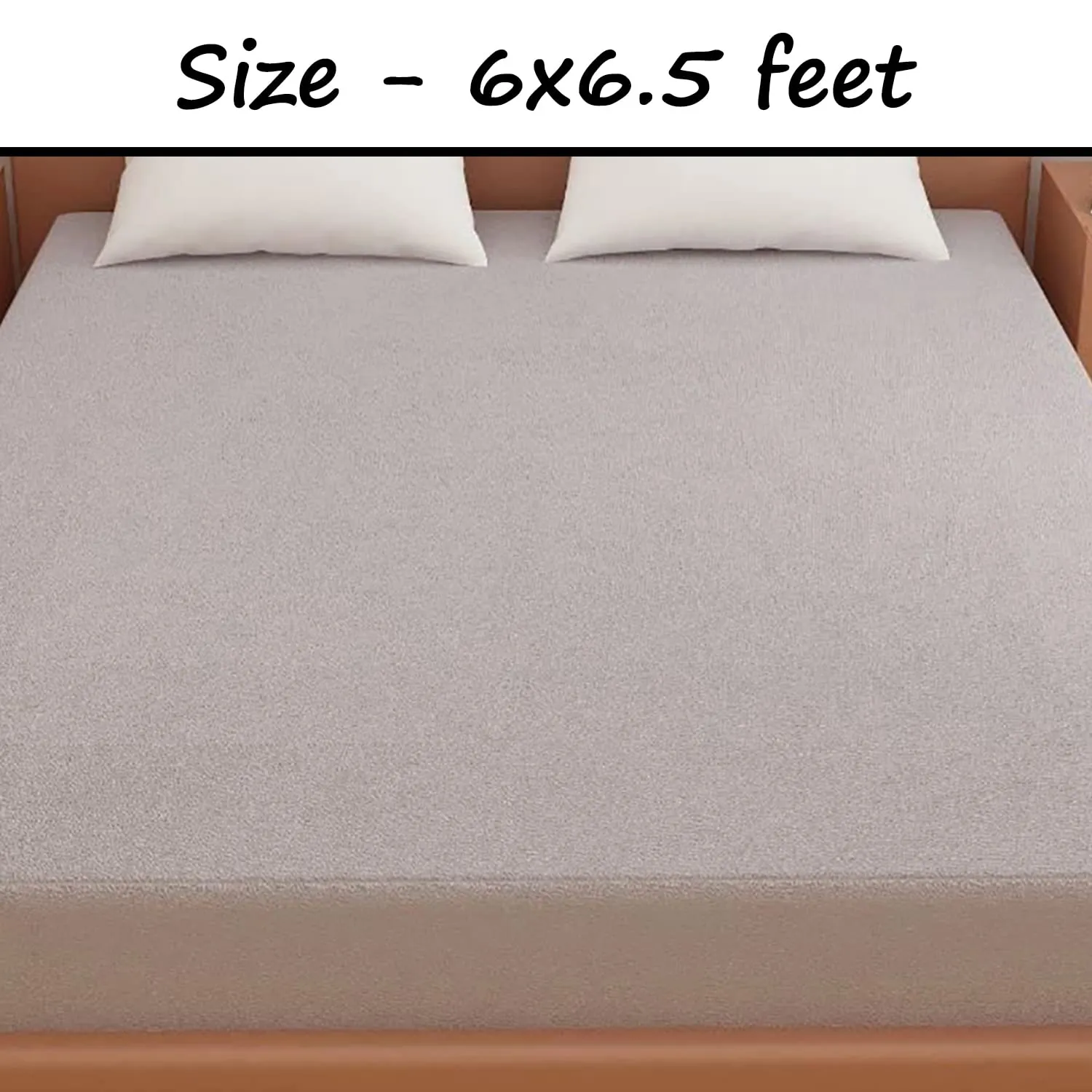 Heart Home Waterproof Double Bed Mattress Cover|Breathable Terry Cotton Surface & Elastic Fitted Mattress Protector,6 x 6.5 Ft. (Gray)