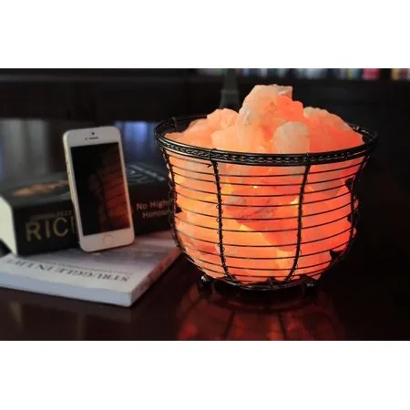 Himalayan Glow Natural Salt Lamp 8"Tall Round Basket 10lbs with Dimmer