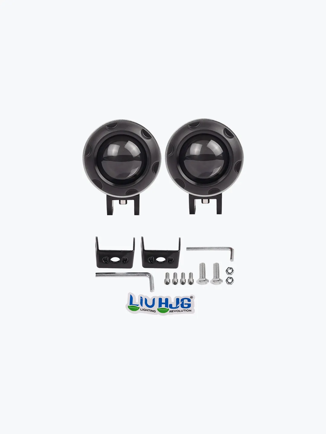 HJG Single LED Grey Round Lense Fog Light Pair 40W