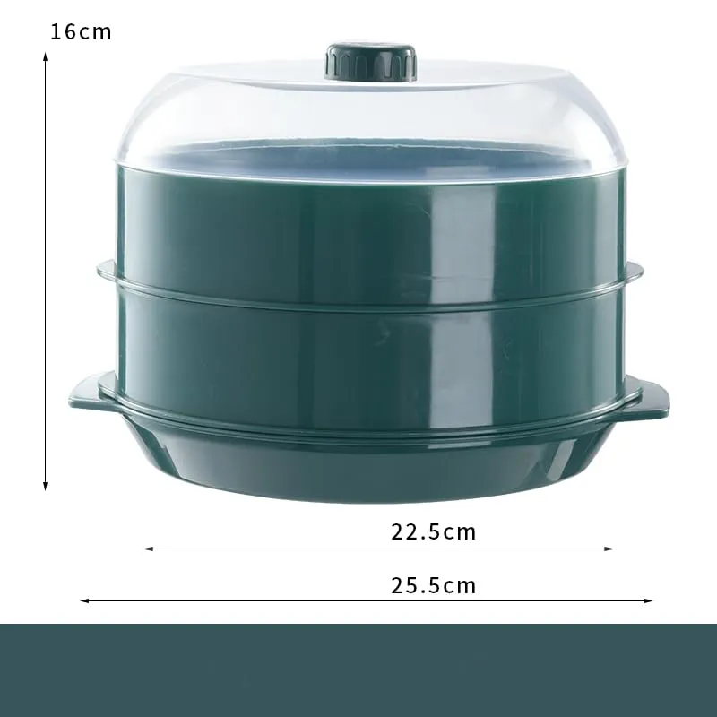 Homestic Microwave Oven Steamer with Handle & Lid (1 Cover  2 Box  1 Base) | Green