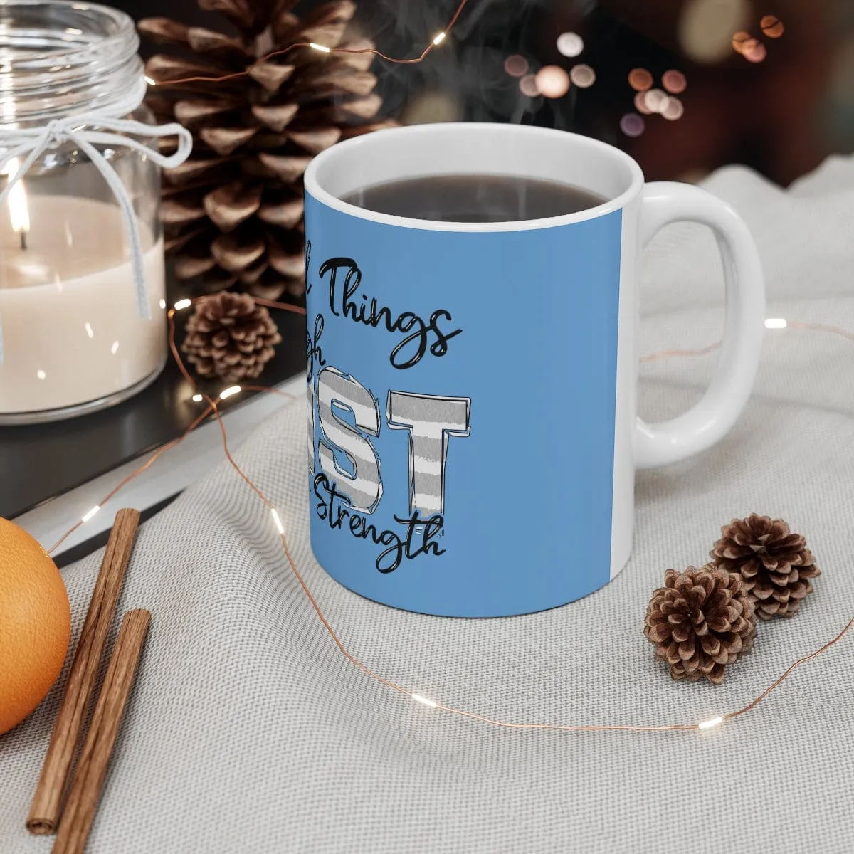 I Can Do All Things Stripe Mug - Christian Mug - Bible Verse Mugs - Scripture Mugs