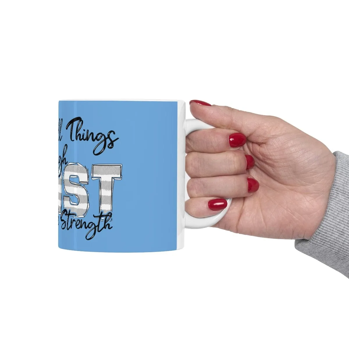 I Can Do All Things Stripe Mug - Christian Mug - Bible Verse Mugs - Scripture Mugs