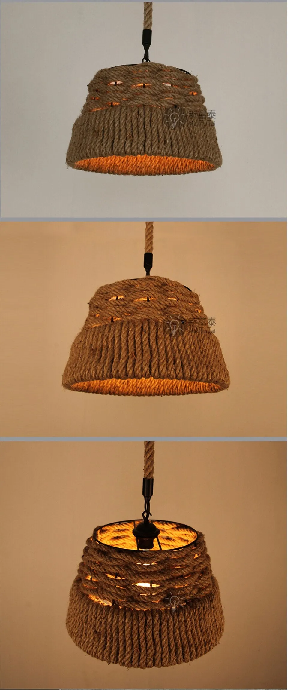 IIS Retro Creativity E27 Edison Bulb D40mm Countryside Hemp Rope Lamp Pendant Lights