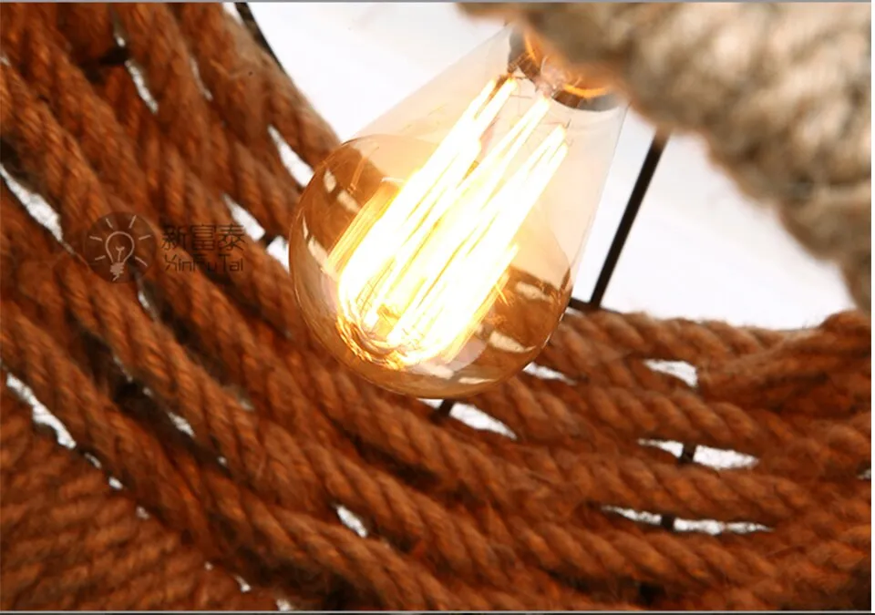 IIS Retro Creativity E27 Edison Bulb D40mm Countryside Hemp Rope Lamp Pendant Lights