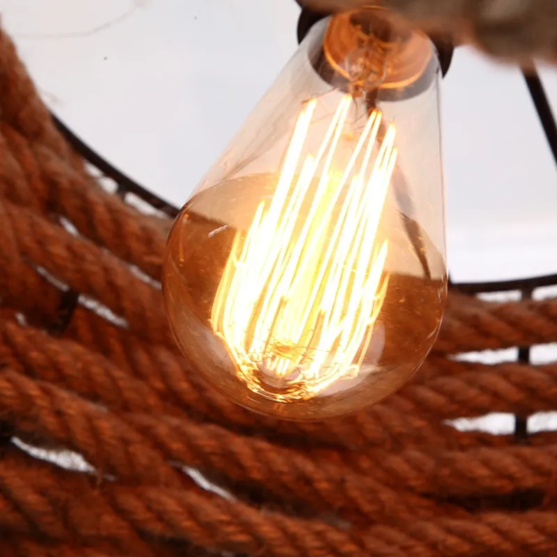 IIS Retro Creativity E27 Edison Bulb D40mm Countryside Hemp Rope Lamp Pendant Lights