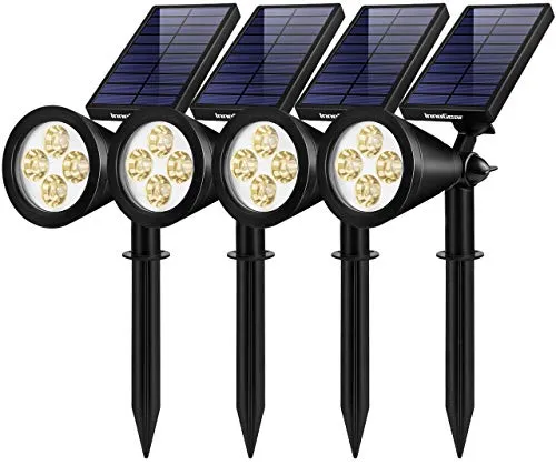 InnoGear Solar Lights for Outside, Solar Lights Outdoor Waterproof Solar Garden Yard Spot Lights Spotlight Pathway Landscape Lighting Wall Light Auto On/Off, Pack of 4 (Warm White)