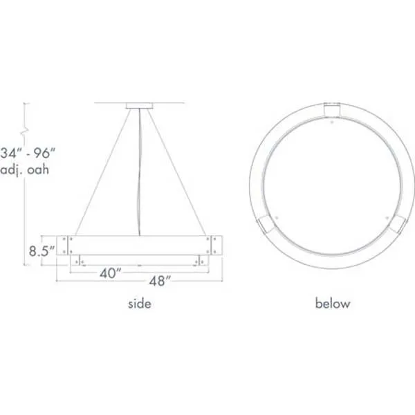 Invicta 16357-48-SFM Indoor/Outdoor Dark Iron Semi Flush Mount Pendant By Ultralights Lighting