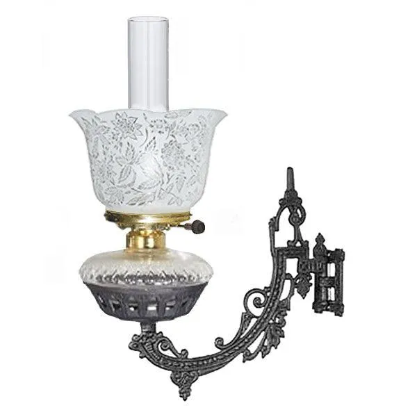 Iron Bracket Wall Lamp, Lace Shade, Clear Font