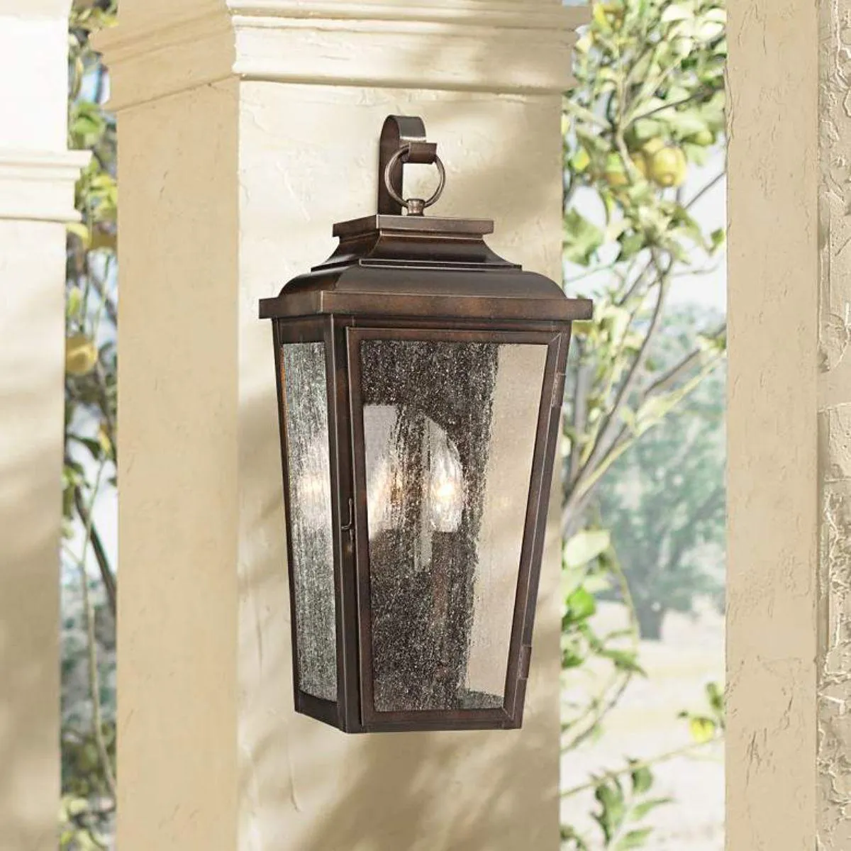 Irvington Manor 19 in. 2 Lights Outdoor Wall Lantern Bronze Finish