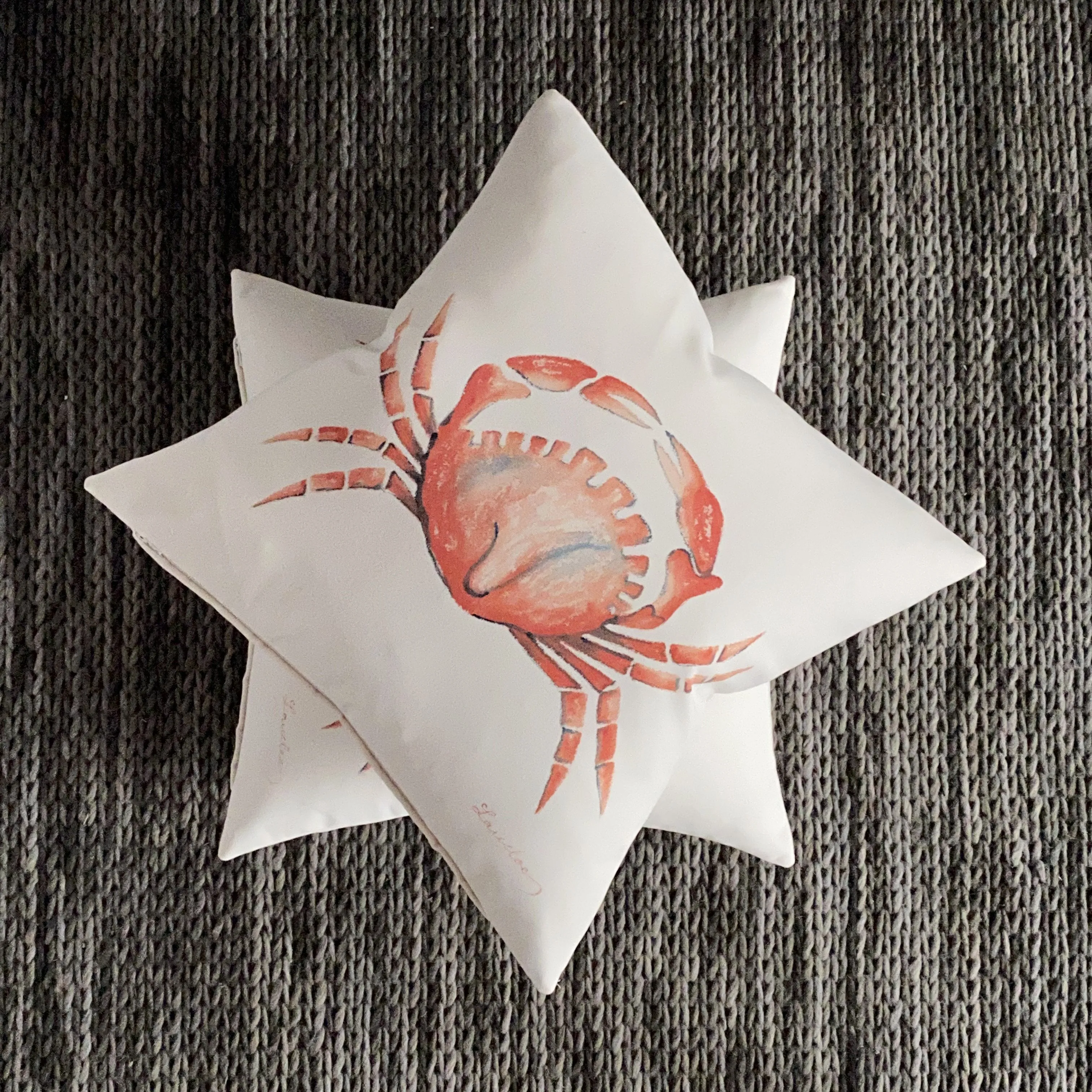 Island Hand-Painted Crab Throw Pillow Cover 16x16