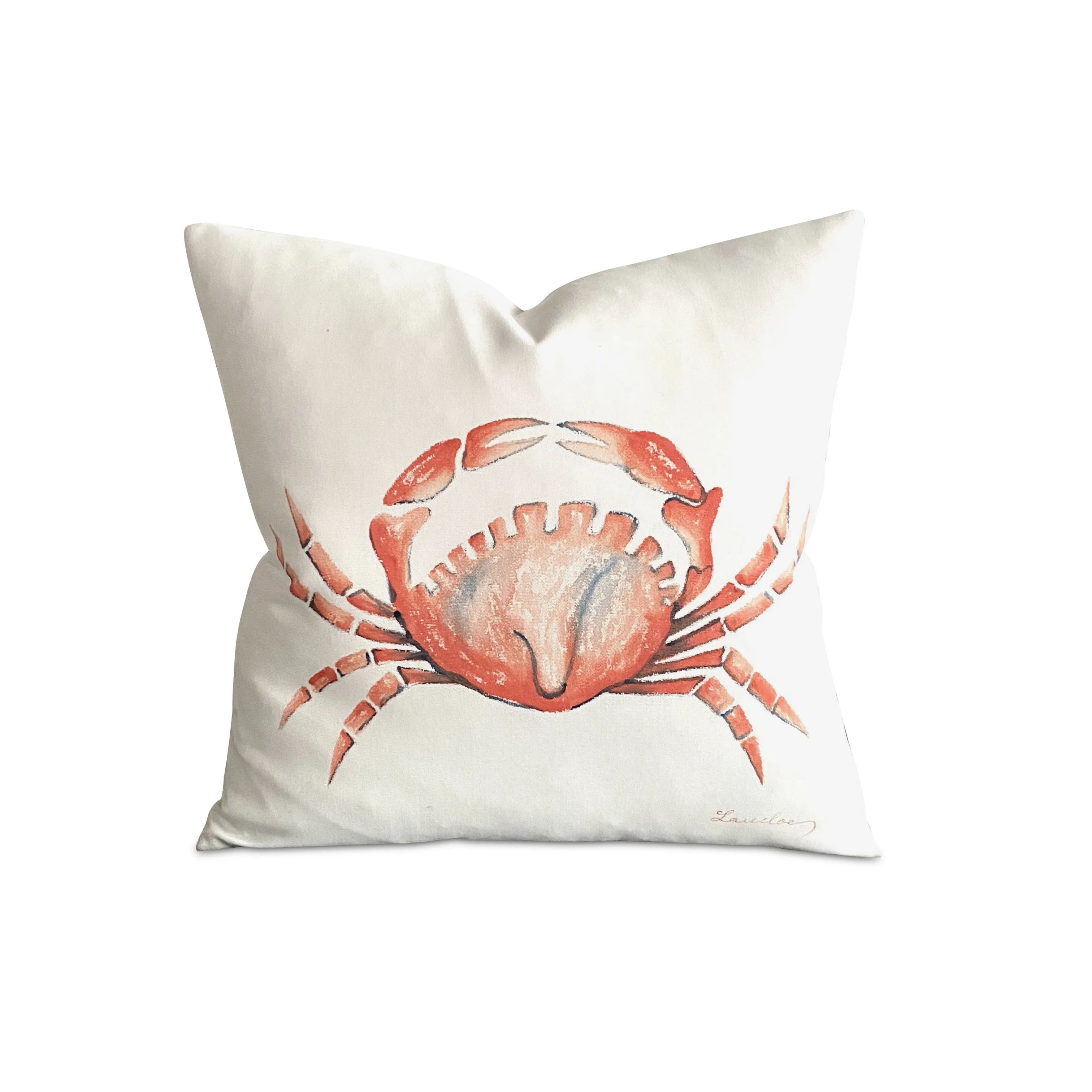 Island Hand-Painted Crab Throw Pillow Cover 16x16