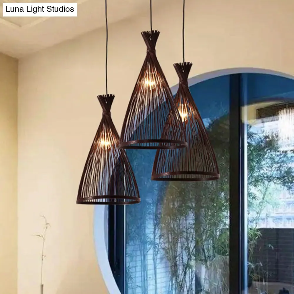 Japanese Style Bamboo Pendant Lamp – 1 Head Ceiling Hang Light for Tea Room