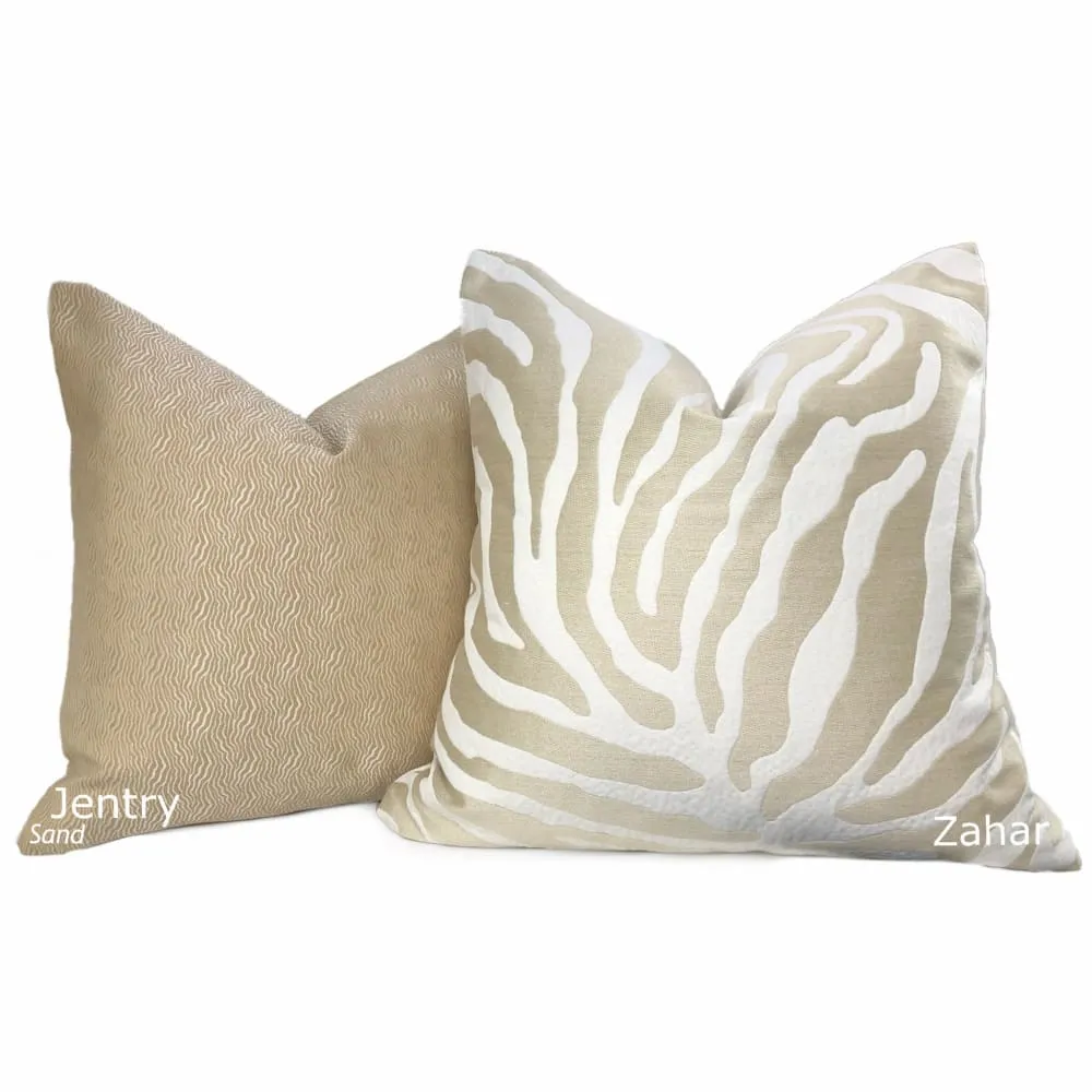 Jentry Sand Abstract Wavy Lines Pillow Cover (Kravet Candice Olson fabric)