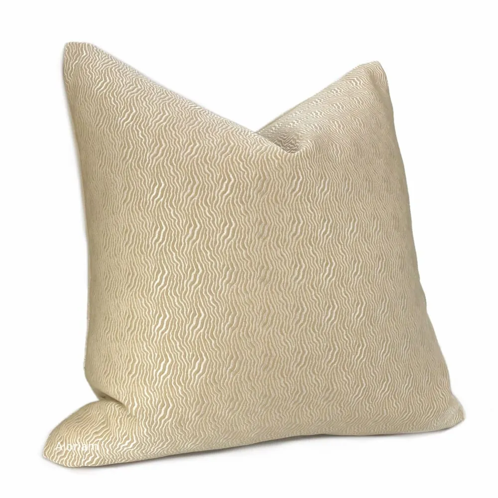 Jentry Sand Abstract Wavy Lines Pillow Cover (Kravet Candice Olson fabric)