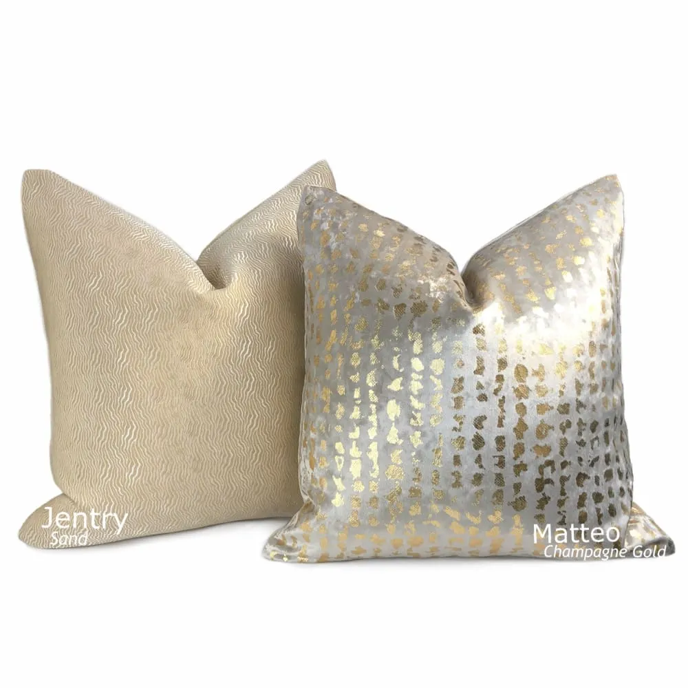 Jentry Sand Abstract Wavy Lines Pillow Cover (Kravet Candice Olson fabric)