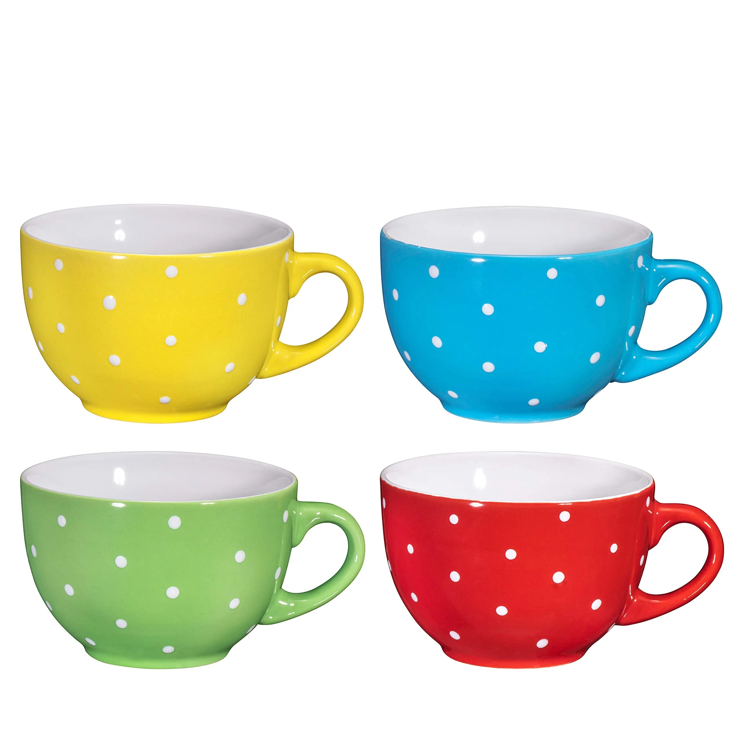 Jumbo Coffee and Cereal Set of 4 Jumbo Mugs, 24 Ounce, Multi Purpose Wide Mug for Soup