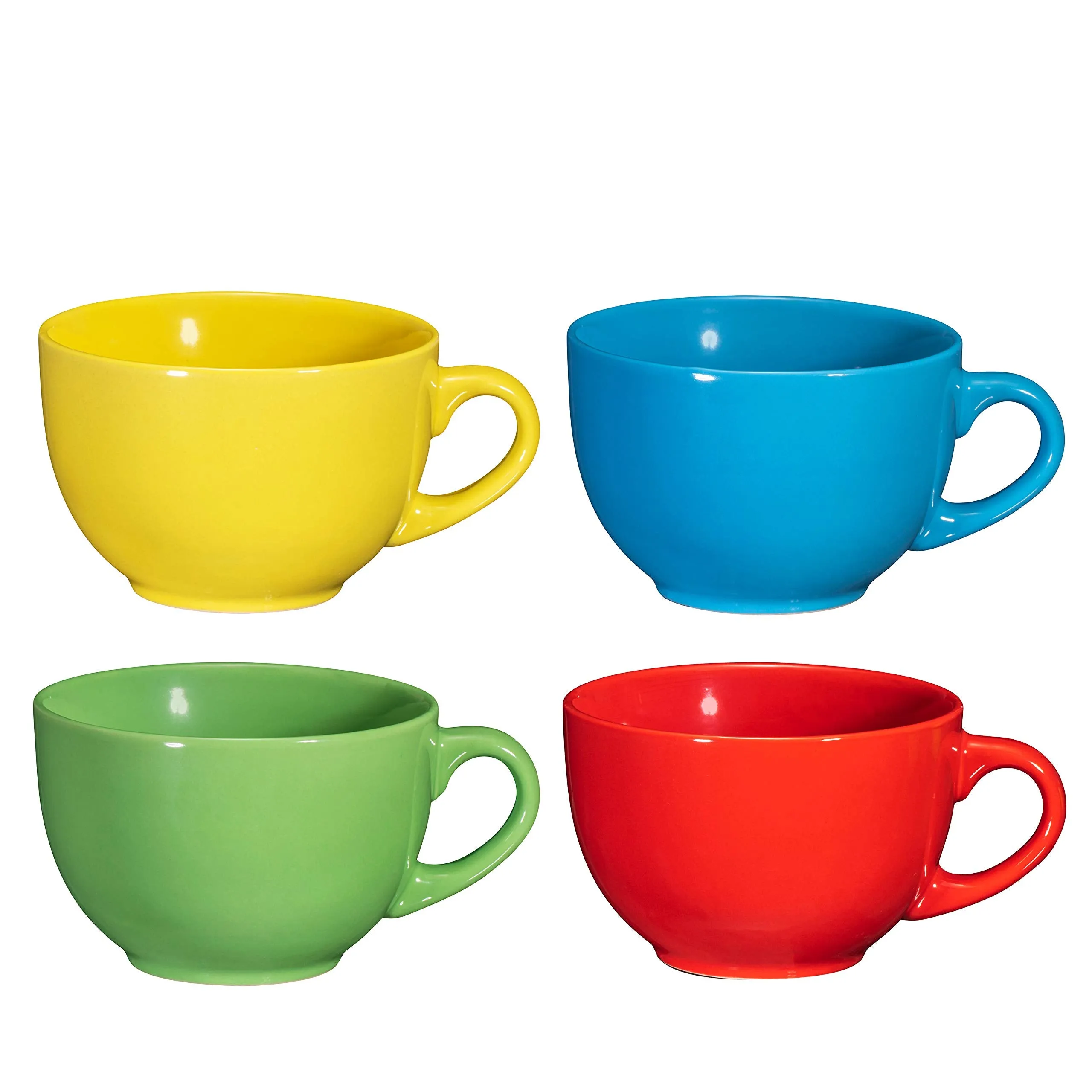 Jumbo Coffee and Cereal Set of 4 Jumbo Mugs, 24 Ounce, Multi Purpose Wide Mug for Soup