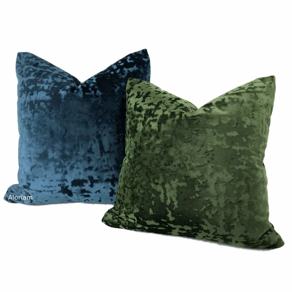 Kael I Dark Blue Abstract Distressed Tonal Velvet Pillow Cover