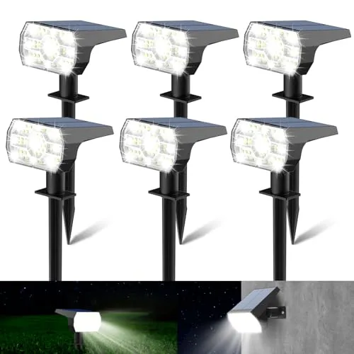 Kaxiida Solar Spot Lights Outdoor Waterproof, 3 Lighting Modes Solar Landscape Lights for Outside, 56LED Solar Powered Lights Dusk to Dawn Pack of 6