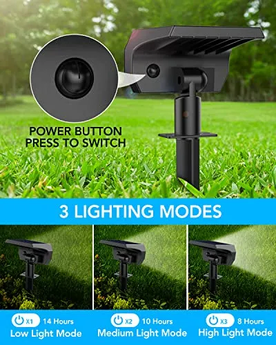 Kaxiida Solar Spot Lights Outdoor Waterproof, 3 Lighting Modes Solar Landscape Lights for Outside, 56LED Solar Powered Lights Dusk to Dawn Pack of 6