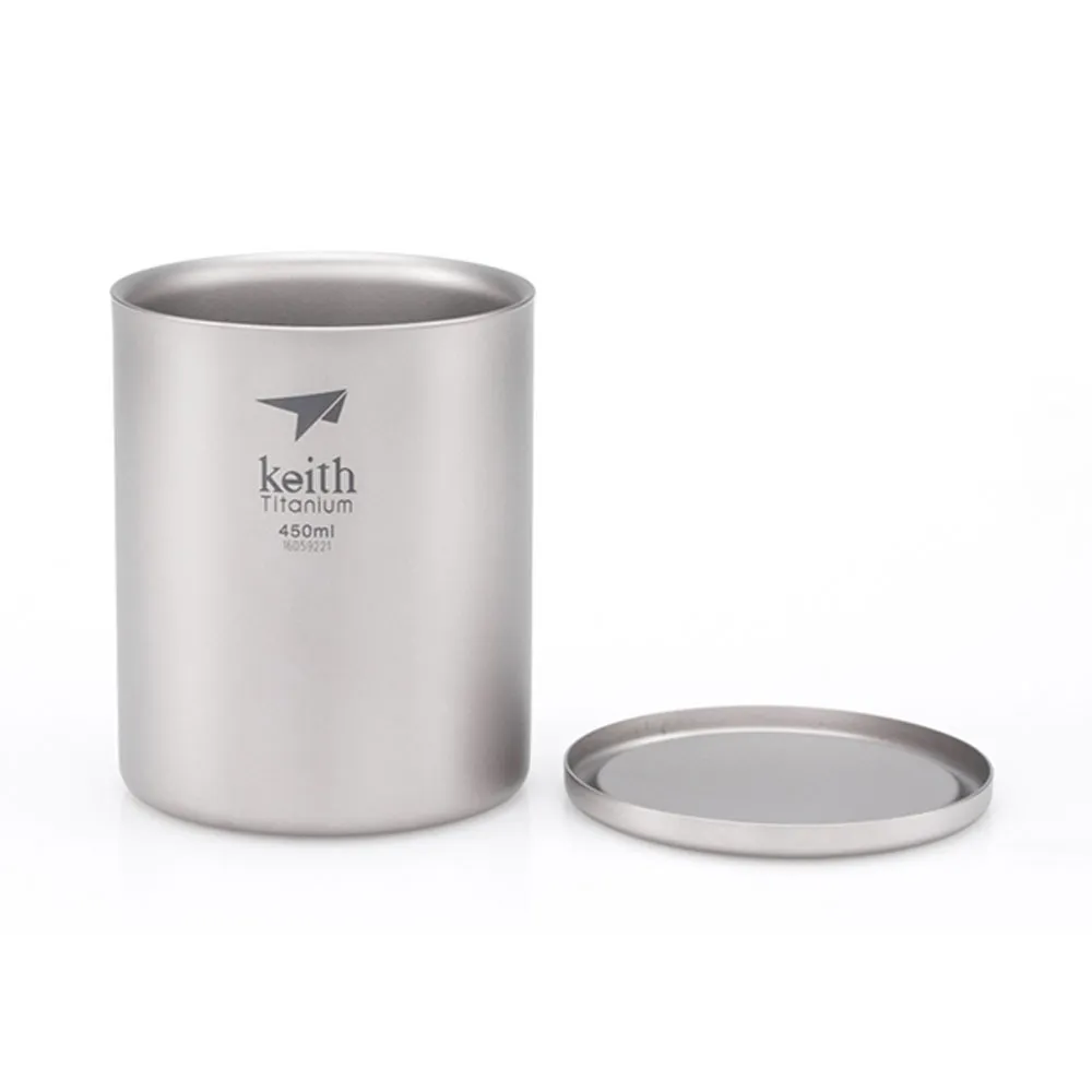 Keith Double Wall Titanium Mug w Lid 450ml