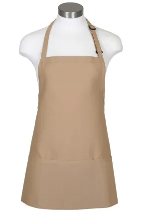 Khaki Bib Adjustable Apron (3 Pockets)