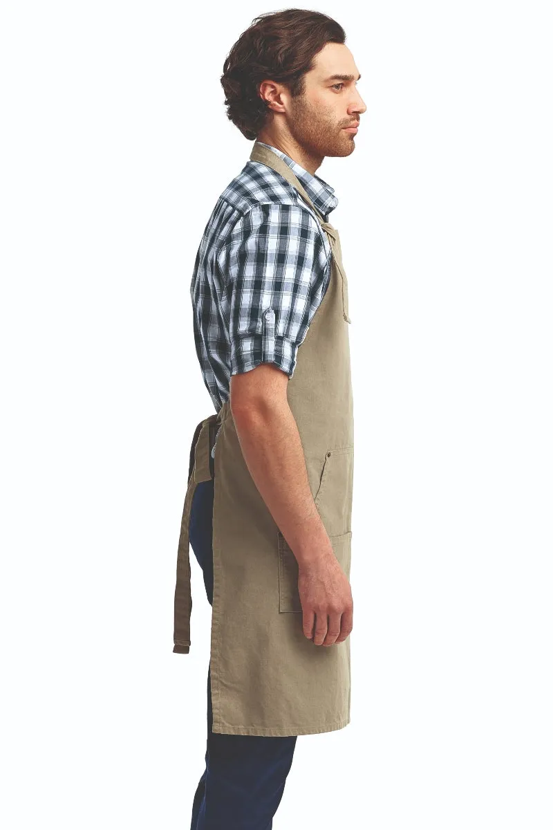 Khaki "Calibre" Bib Adjustable Apron (4 Pocket Pouch)