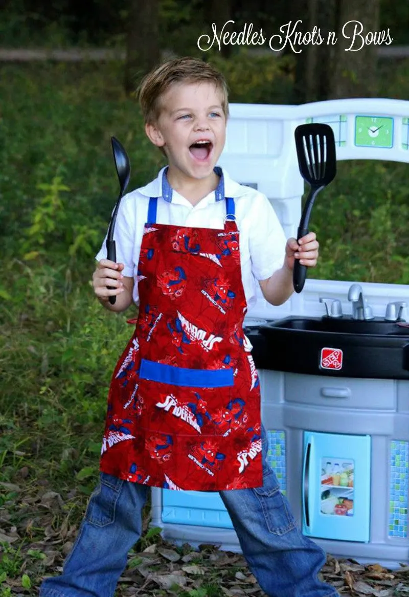 Kids Spiderman Superhero Kitchen Apron, Toddler Cooking Apron