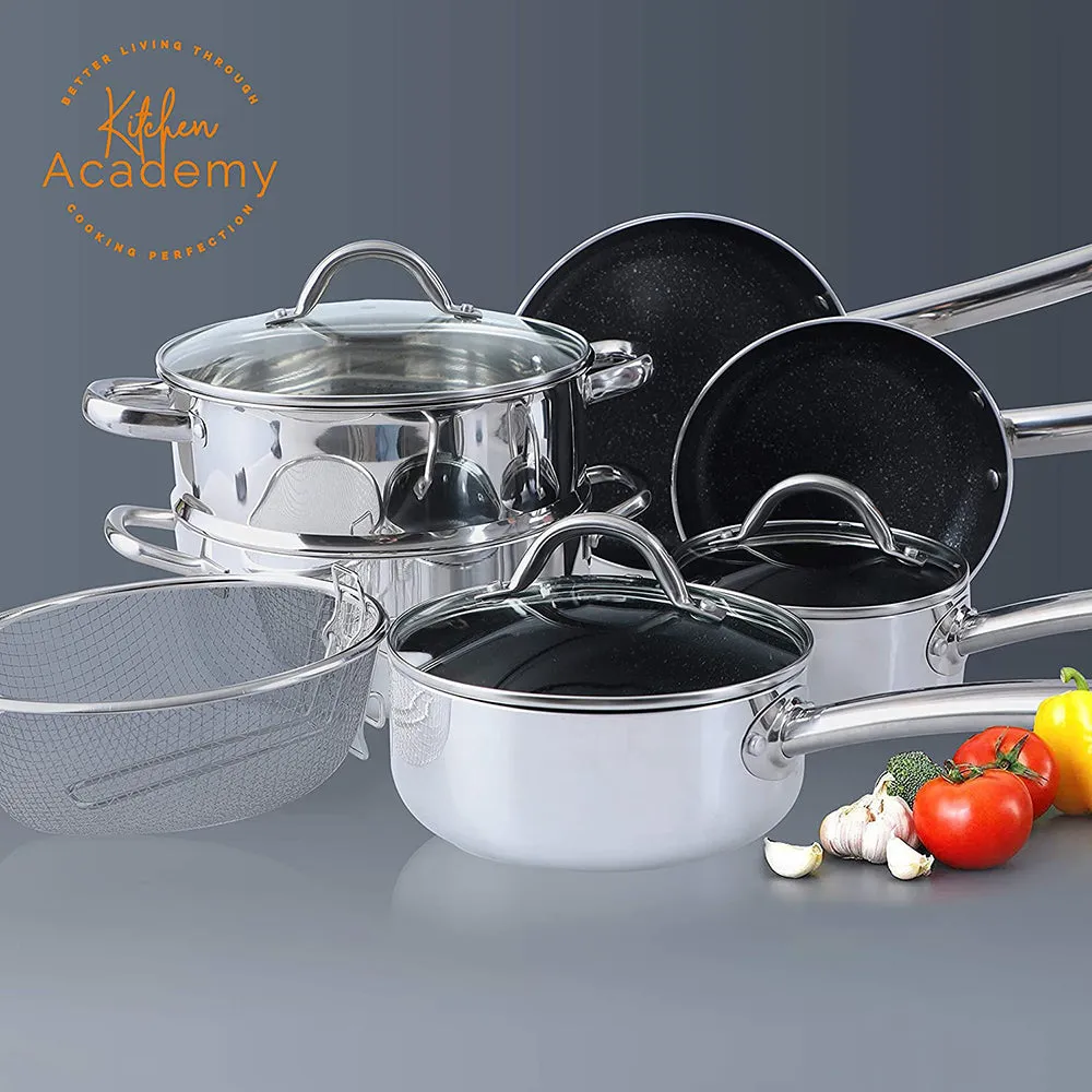 Kitchen Academy 10 Piece Copper Cookware Sets- Pots and Pans Set