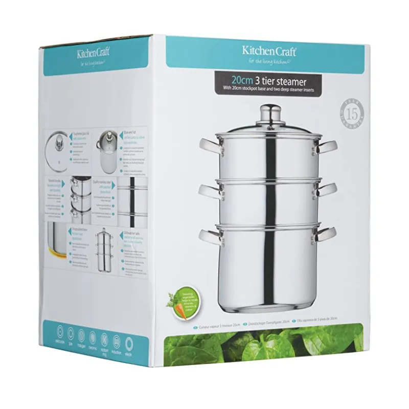 Kitchen Craft 3 Tier Steamer 20cm Stainless Steel