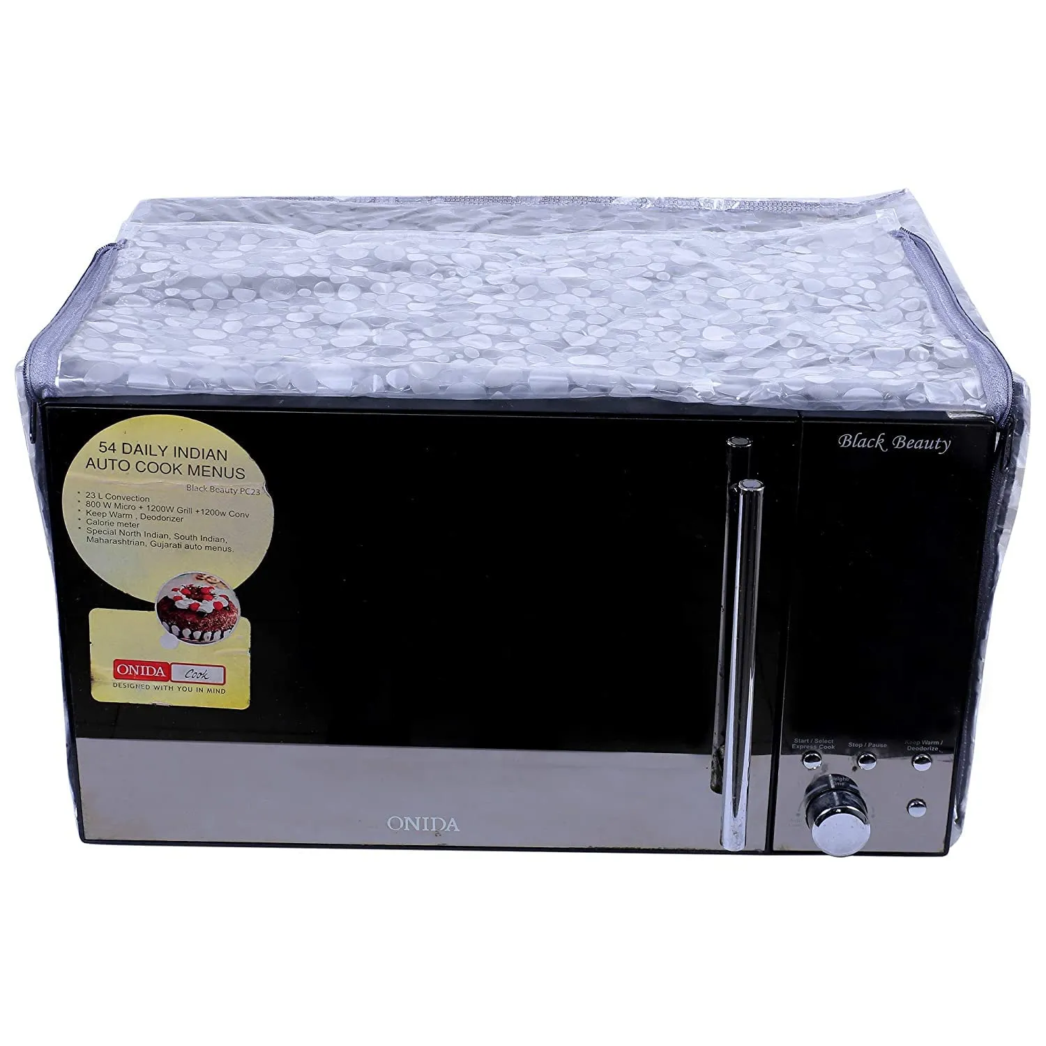 Kuber Industries PVC 3D Printed Microwave Oven Cover, Dustproof Machine Protector Cover,25 LTR. (Grey)-HS43KUBMART26004