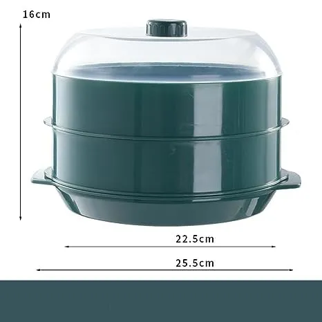 Kuber Microwave Oven Steamer | Microwave Pot Pan | Microwave Safe Set | Microwave Safe Containers (1 Cover  2 Box  1 Base)| (Green Set of 3) | Convenient and Versatile Microwave Cookware Set