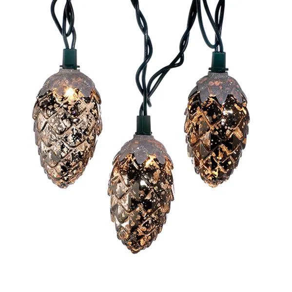 Kurt Adler Gold Pinecone LED Light Set