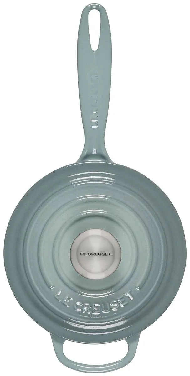 Le Creuset Signature Enameled Cast Iron Sauce Pan with Lid, 1.75-Quart, Sea Salt