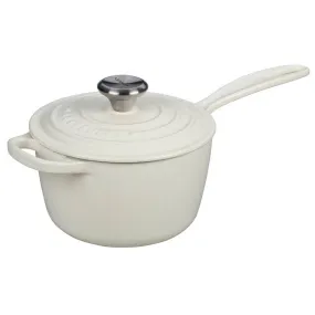 Le Creuset Signature Enameled Cast Iron Sauce Pan with Lid, 1.75-Quart, White