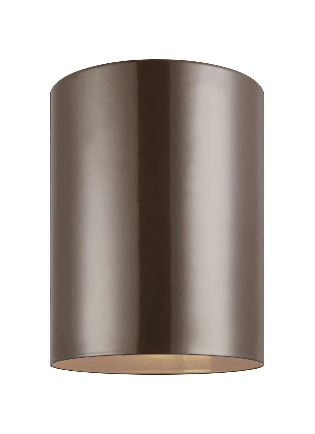 LED Flush Mount from the Outdoor Cylinders Collection in Bronze Finish by Visual Comfort Studio