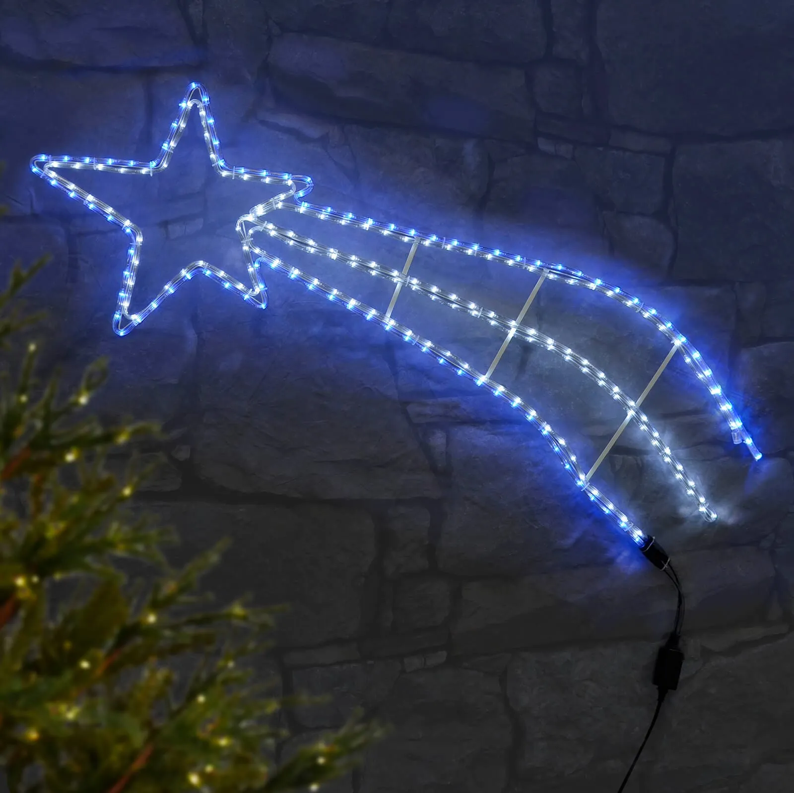 LED Rope Light Blue/White Shooting Star Decoration