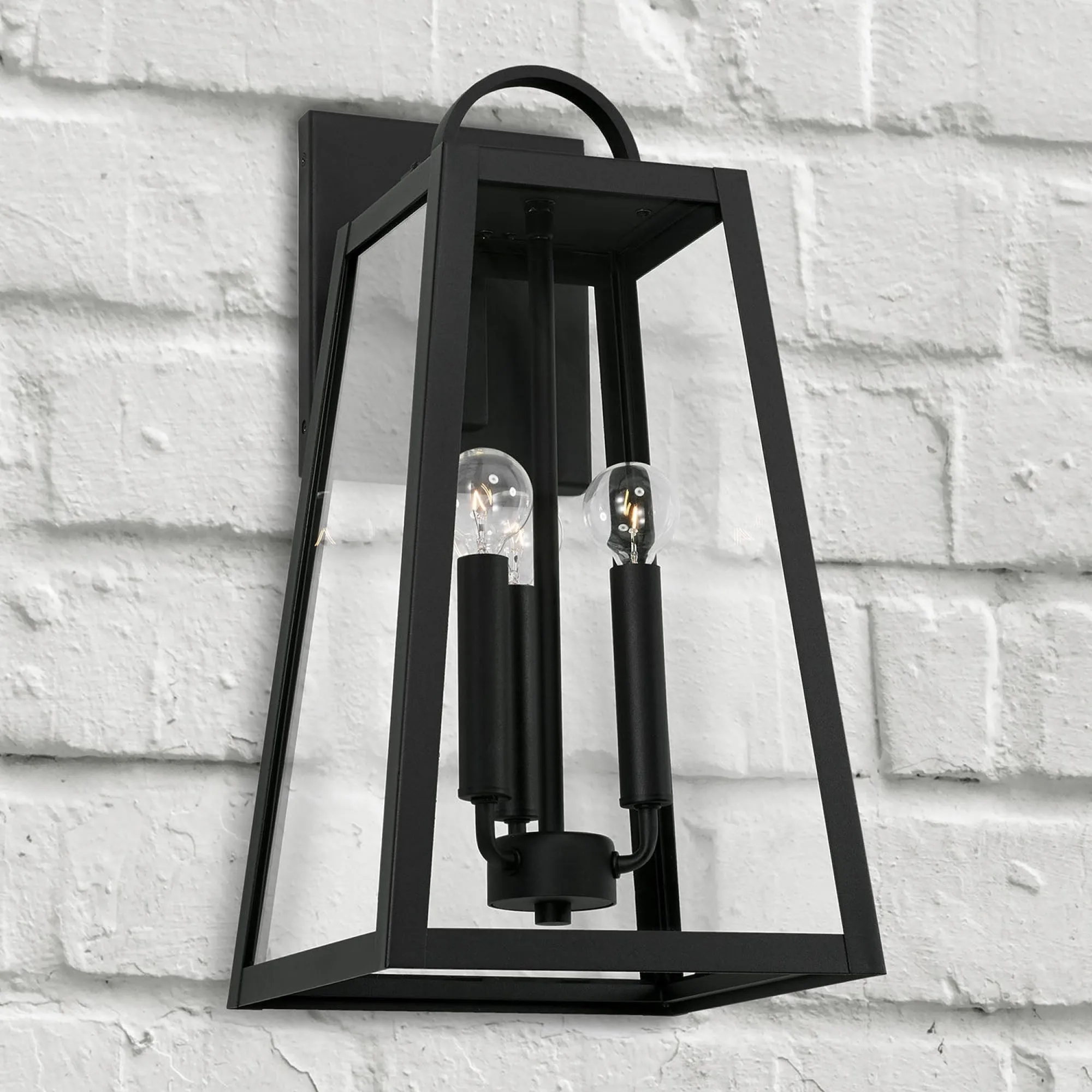 Leighton - 3 Light Coastal Outdoor Wall Lantern - 19.5" - Black