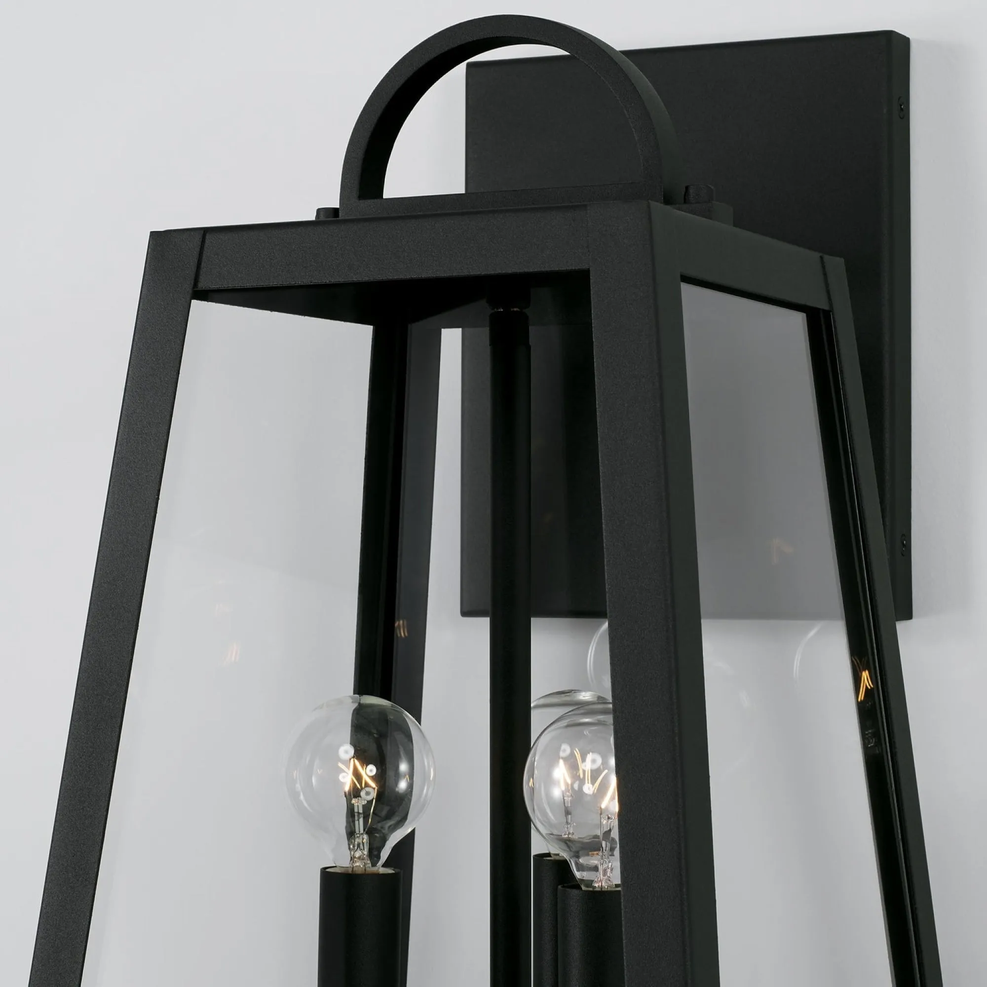 Leighton - 3 Light Coastal Outdoor Wall Lantern - 19.5" - Black