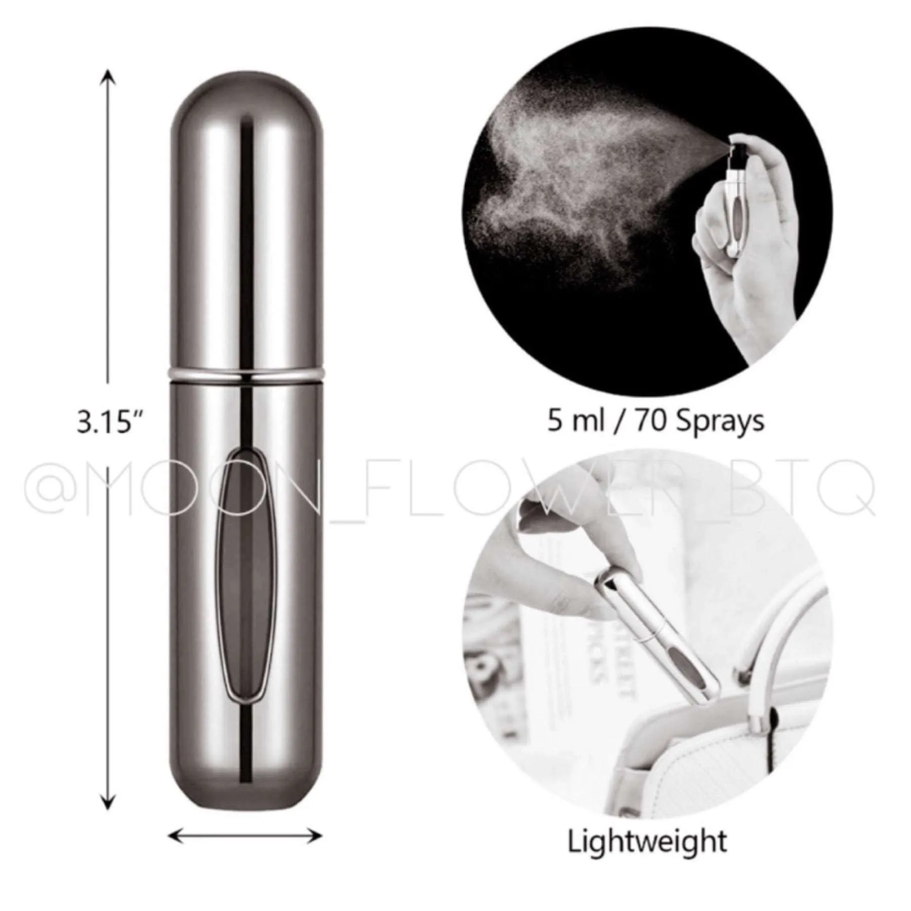 Light Pink Metallic Refillable Perfume Spray Atomizer