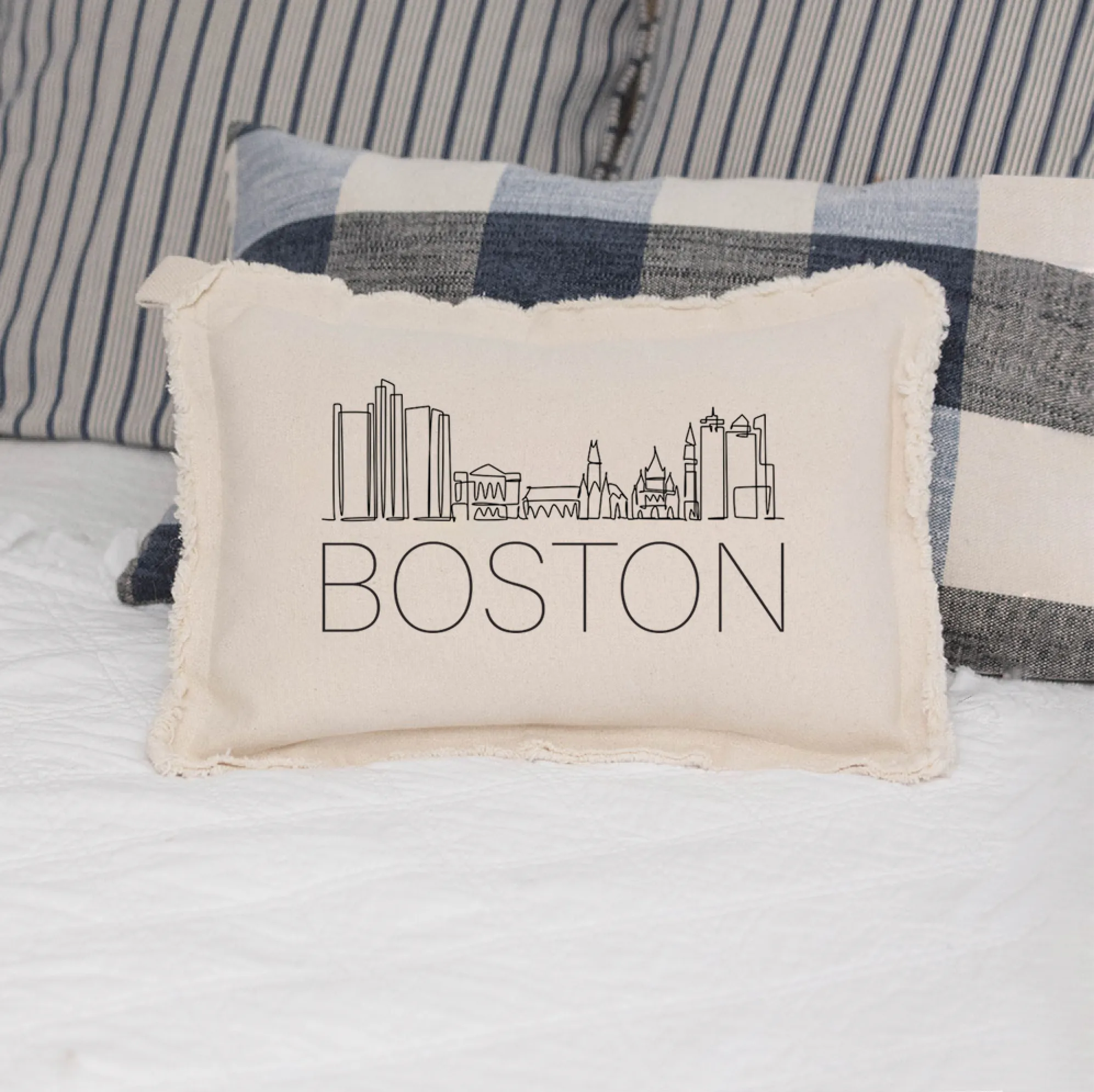 Line Art Skyline Lumbar Pillow