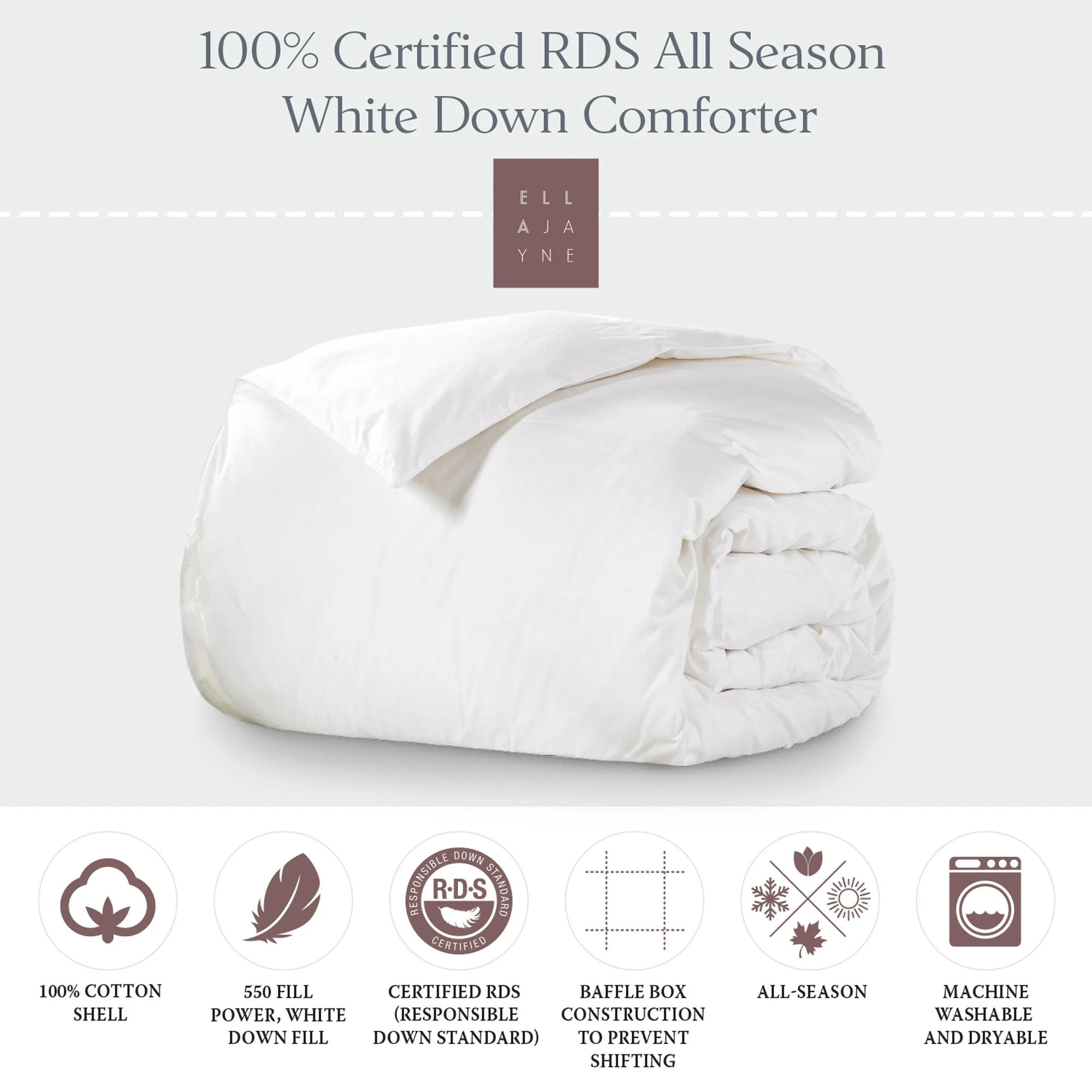 Luxurious All Season White Down Comforter - Certified RDS